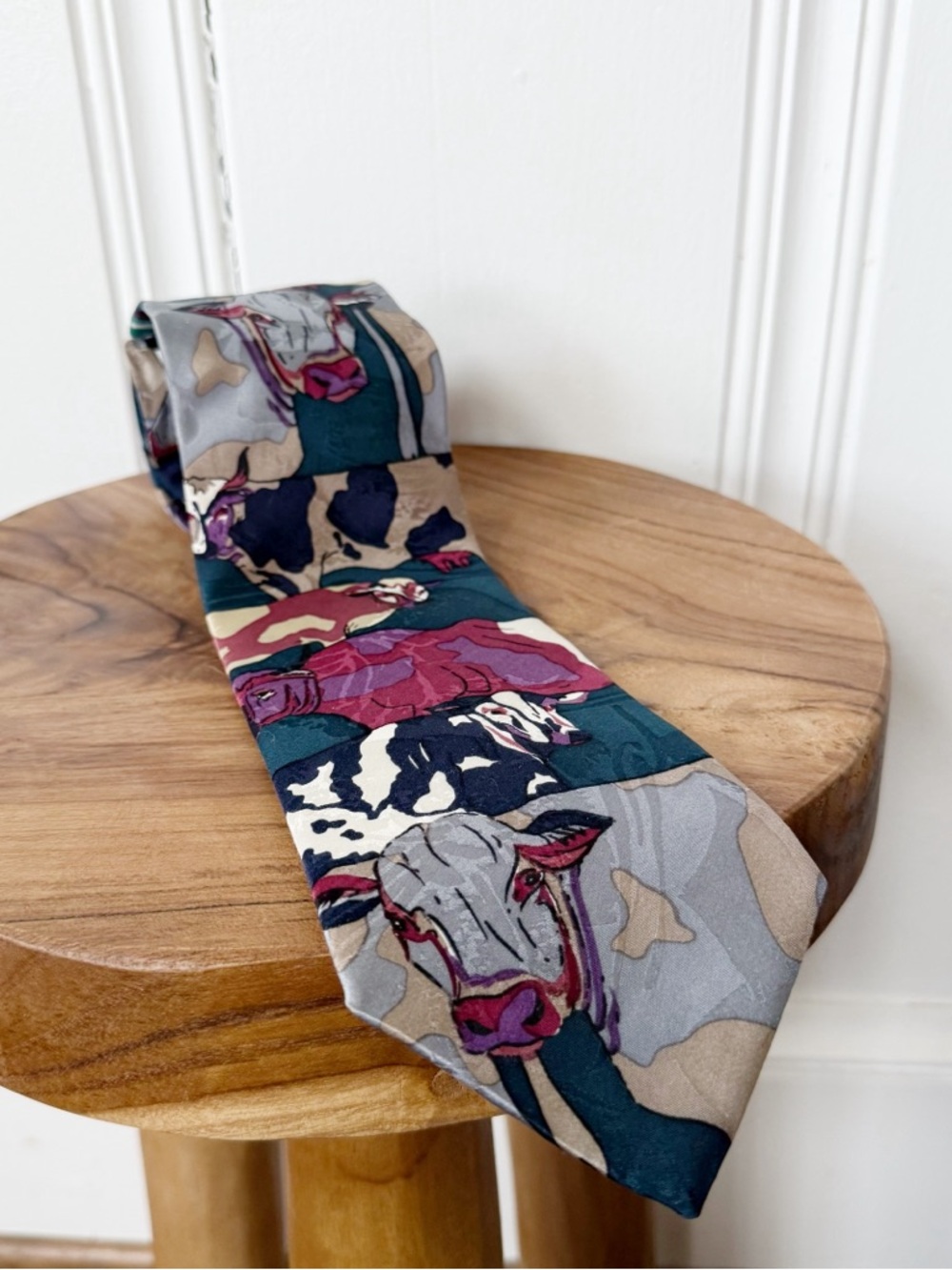 Carlo Ricci Silk Cow Print Abstract Rancher Tie Made in Italy